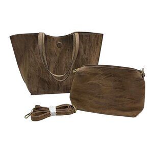 Susan Joy Shoulder Bag Brown Travel Tote w/ Additional Crossbody Bag Inside